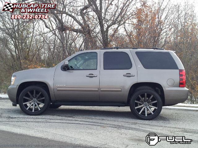 vehicle gallery/chevrolet tahoe dub shot calla s121  Black & Machined with Dark Tint wheels and rims
